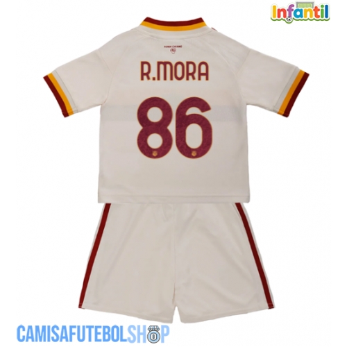 Camisa de time de futebol AS Roma Rodrigo Mora #86 Replicas 2º Equipamento Infantil 2026-27 Manga Curta (+ Calças curtas)